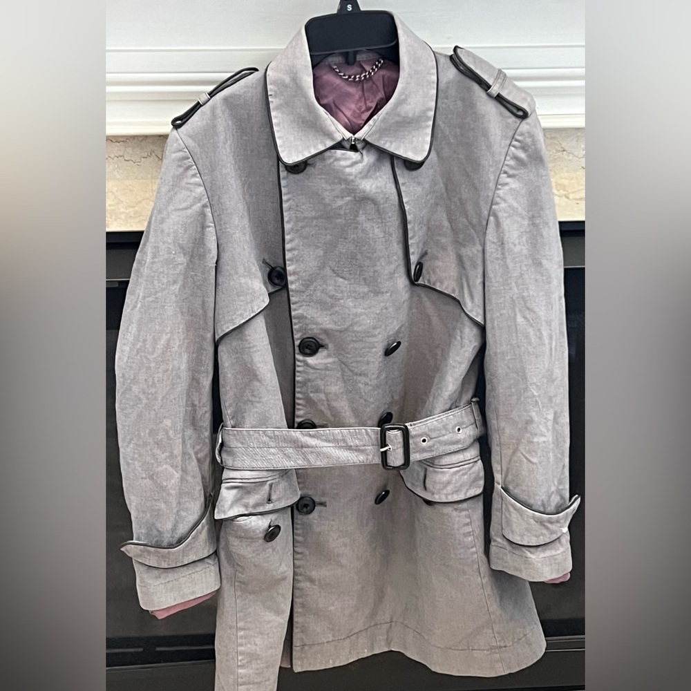 Playlord Heathered Grey Double-breasted Lined Trenchcoat Size Juniors Large